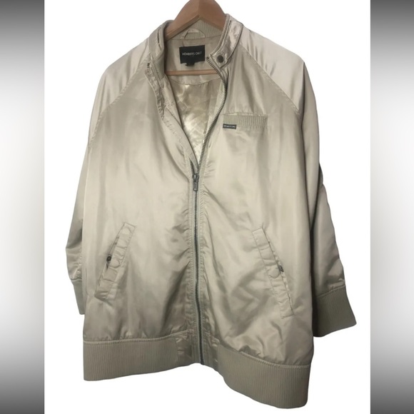 MEMBERS ONLY Iconic Classic Racer Khaki Sz L Satin Bomber Jacket 3/4 Sleeve - Picture 2 of 9